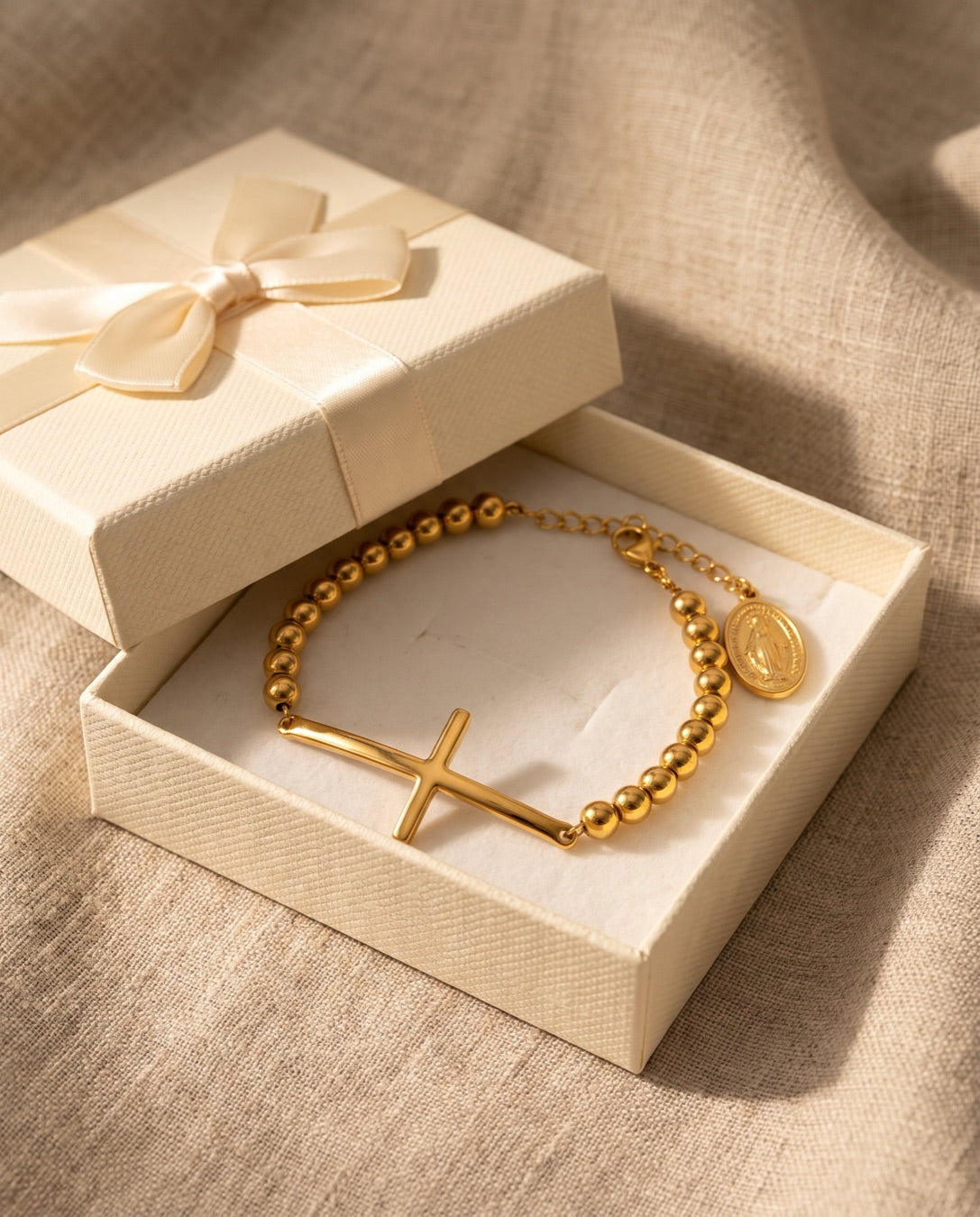 Brazalete rosario en caja de regalo