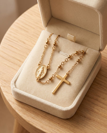 Collar rosario en estuche